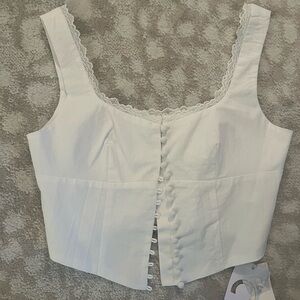 Commense Ivory Crop Top with Lace Detail